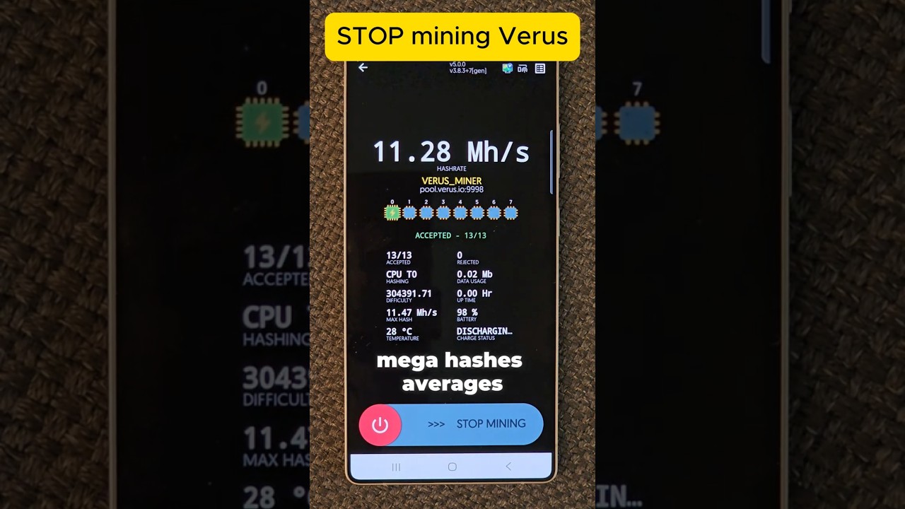 Stop mining Verus coin! #smartphone #tech #mining