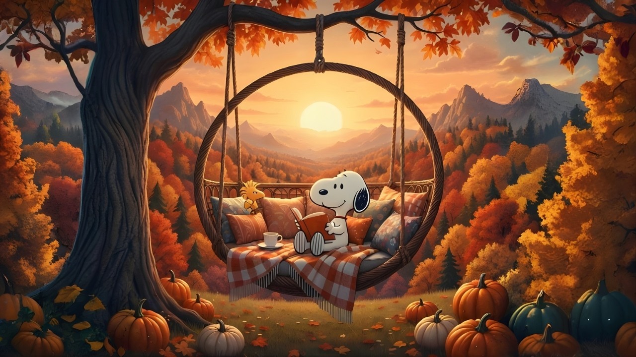 Autumn Sunset Reading with Snoopy 🍁 | Lo-Fi Beats for Study, Focus & Relaxation