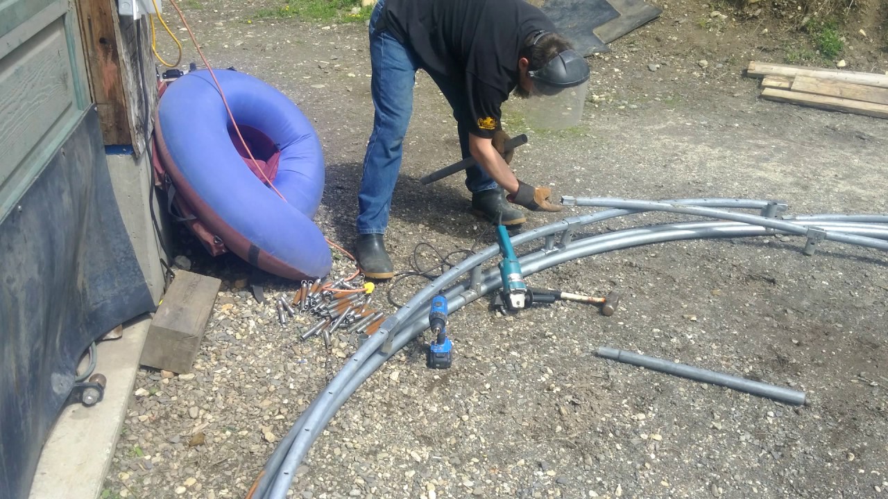 Pt 1 of Building my New Recycled Trampoline Greenhouse 20'x14' on the Homestead
