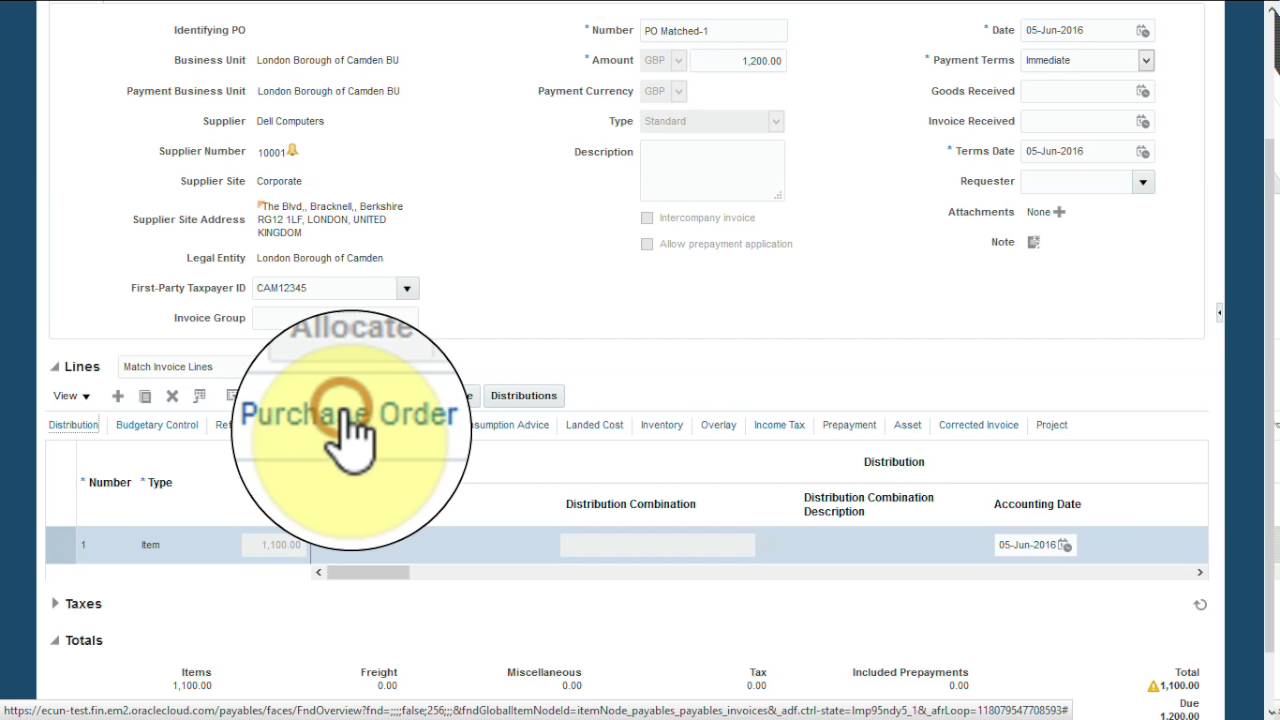 AP PO Matched Std Invoice