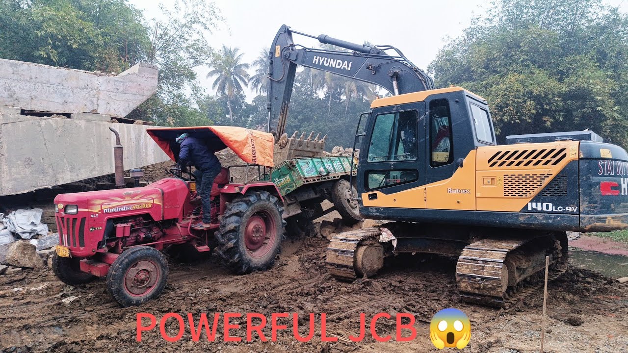 Powerful JCB 3DX Loading Mud Tractor 😱 Mahindra, John Deere, Thar Car