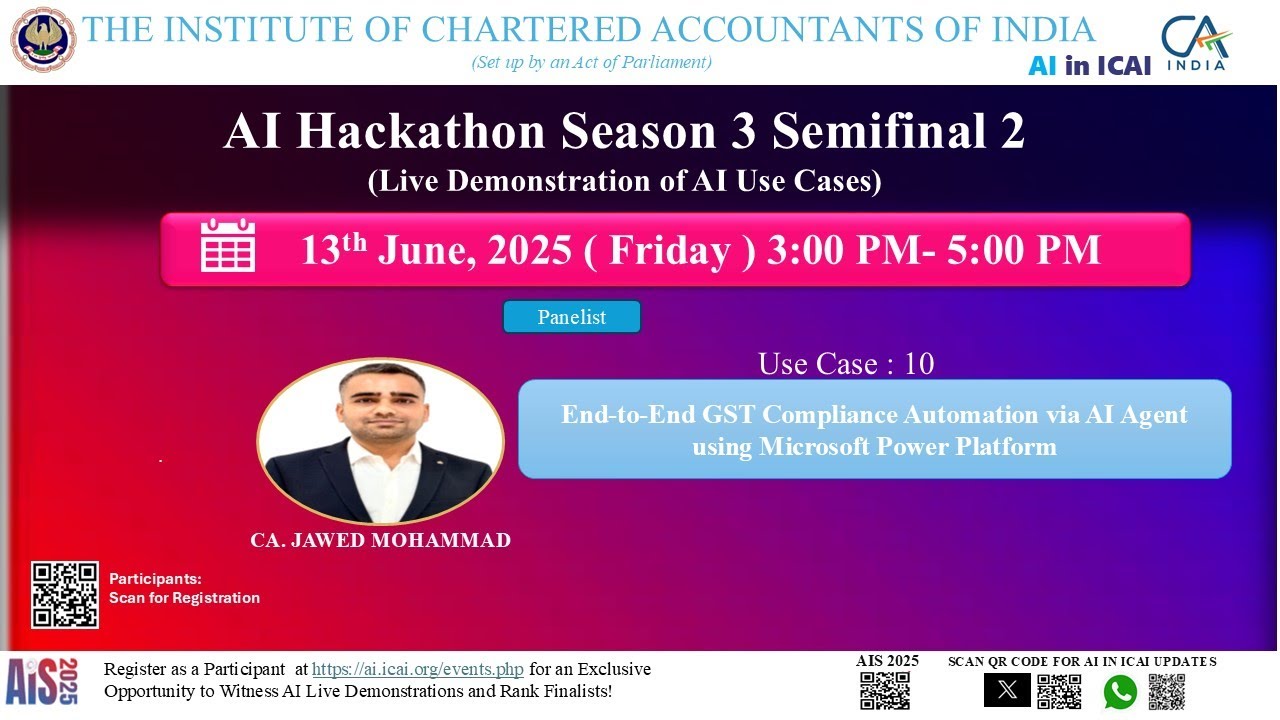 AI Hackathon S3 SF2: UC 10 –GST compliance automation via AI agent – by CA. Jawed Mohammad