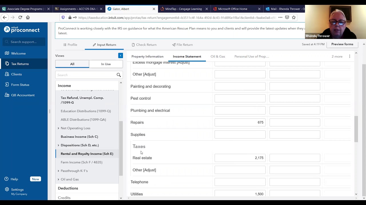 ACC 129, Chapter 4, ProConnect Cumulative Software Problem