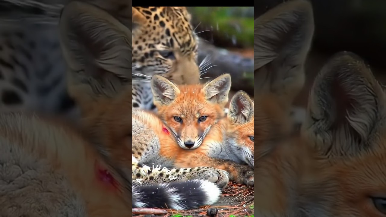 Brothers of the Blizzard Leopard Cub and Baby Fox Survive the Snow Together 