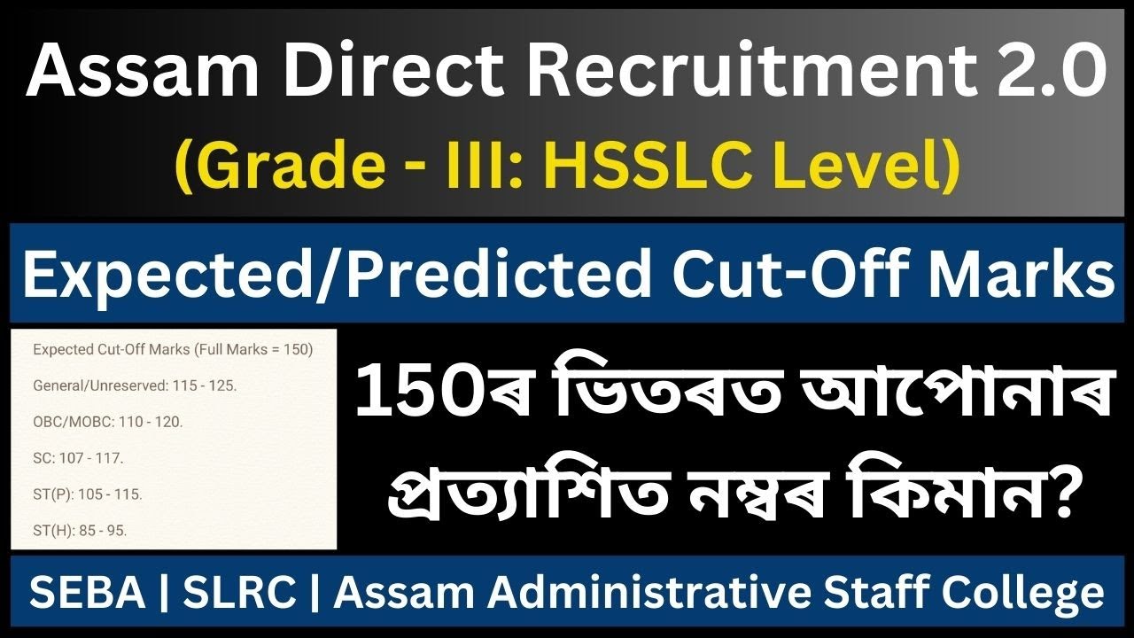 ADRE 2.0 (Grade - III: HSSLC Level): Expected Cut-Off Marks