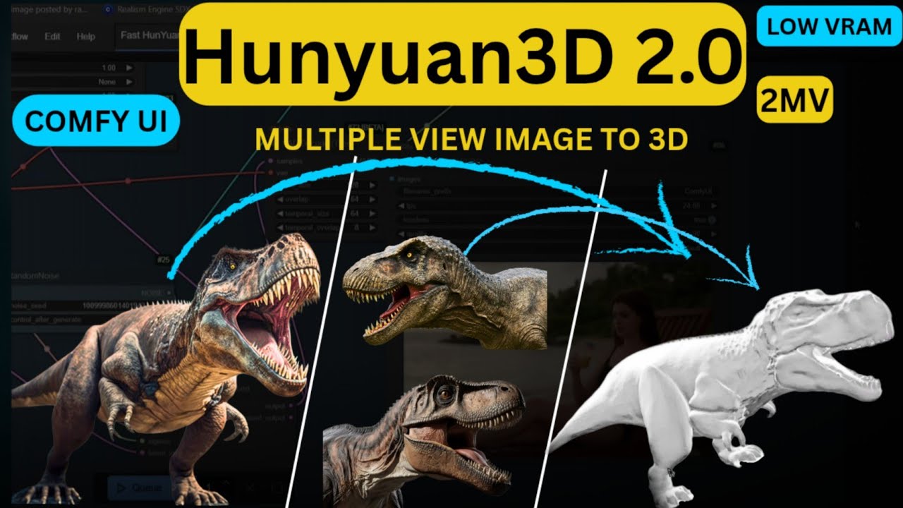 Hunyuan3D 2.0 2MV in ComfyUI: Create 3D Models from Multiple View Images