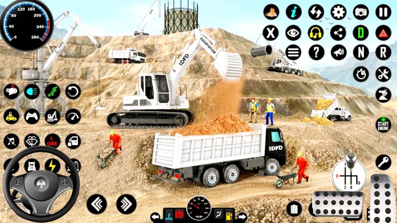 423 excavator truck through road construction - construction simulator game 