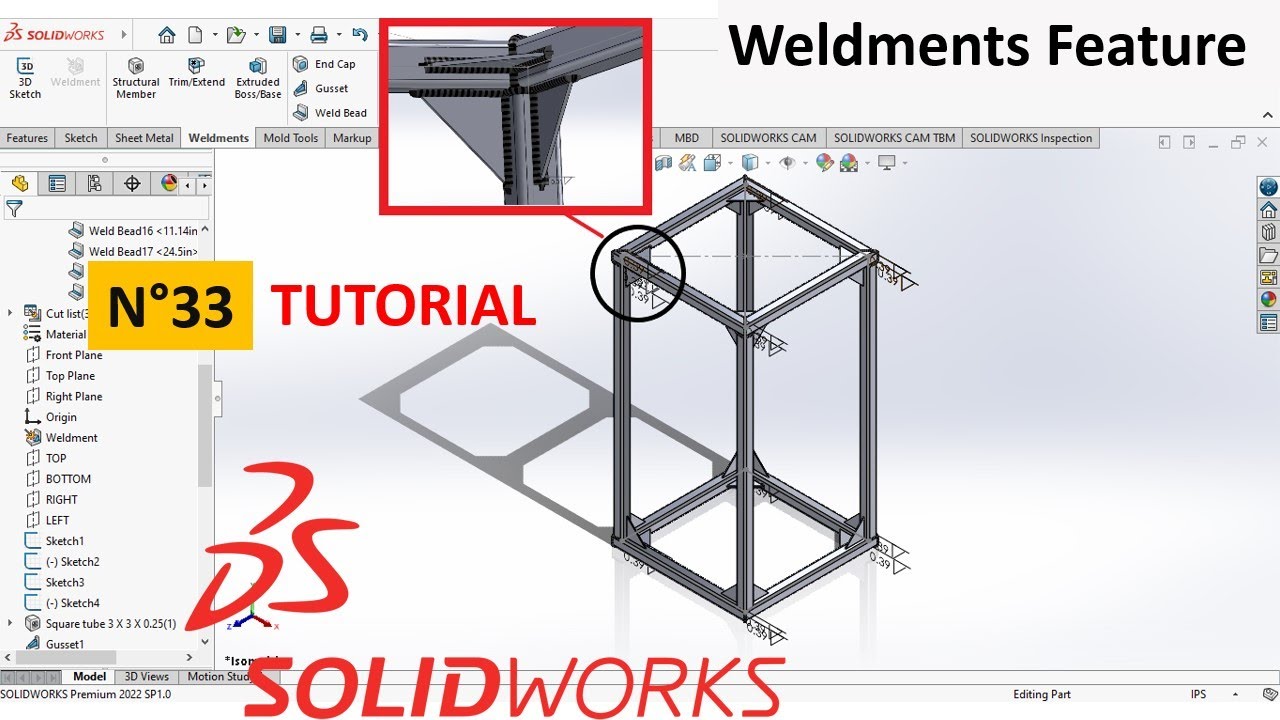 SolidWorks Tutorial N°33 - Weldments Feature