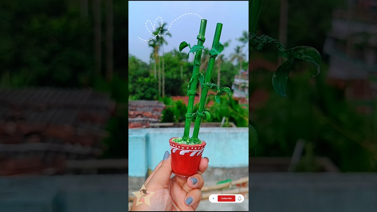 DIY Miniature Lucky Bamboo 🎍🤗🪞/#classicminiature #miniatureart #miniaturecrafts @Evarthallerie