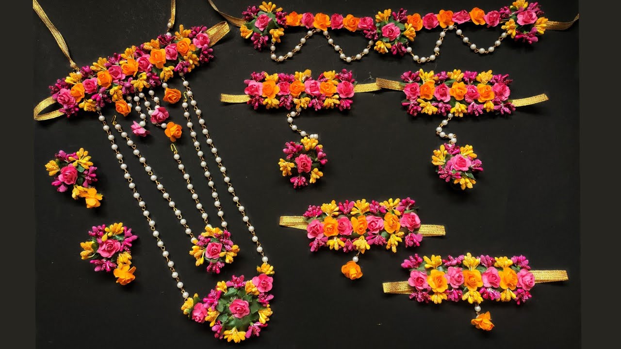 Flower Jewellery Making | Flower Jewellery for haldi | flower Jewellery making at home | Punekar Sne