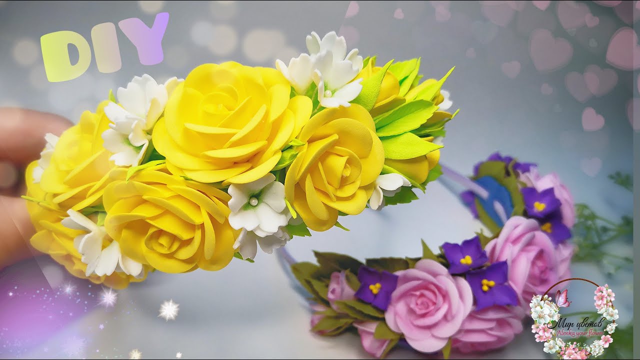 Супер ИДЕЯ!!! 🌹🌿Ободок с розами ручной работы из ФОАМИРАНА  DIY /MK Украшение для волос.