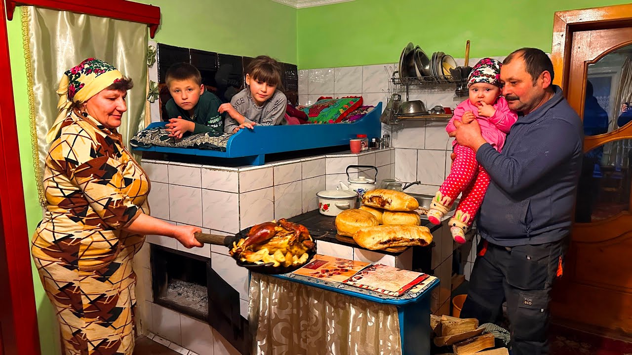 Grandma’s Homemade Chicken & Bread in a Wood Oven | Village Life