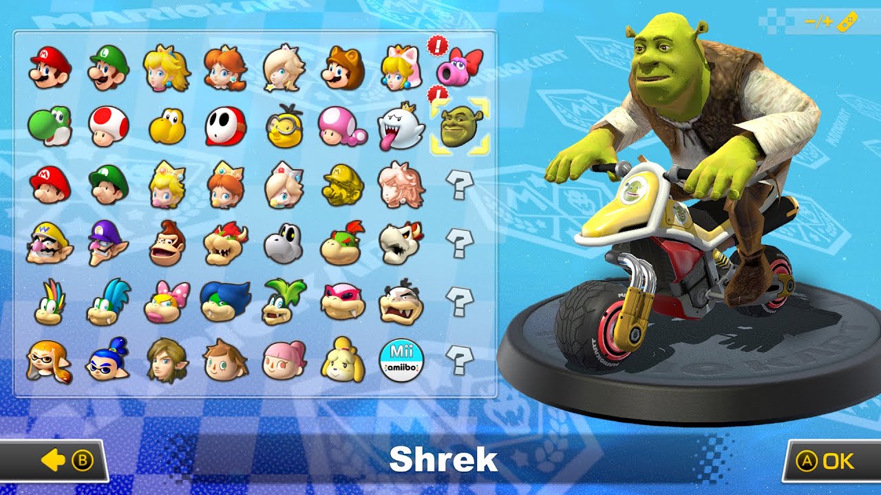 What if you play Shrek in Mario Kart 8 Deluxe (DLC Courses) 4K