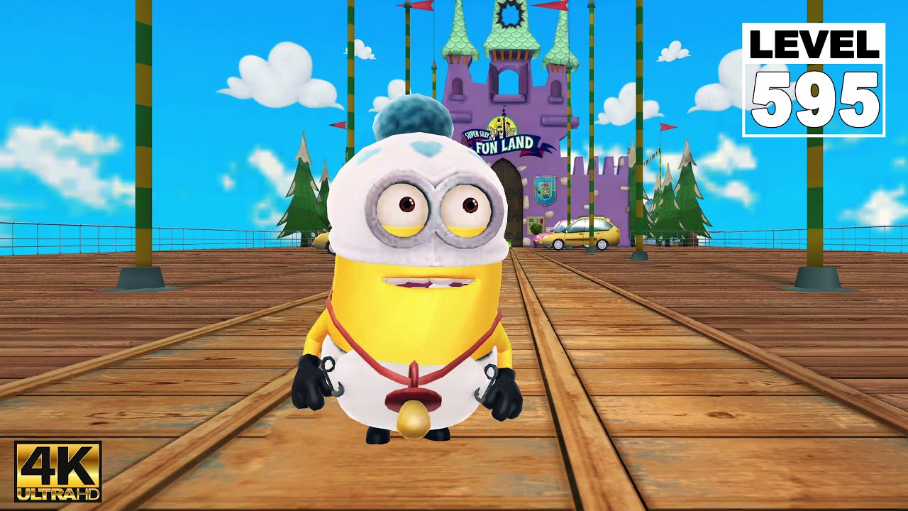 Minion Rush Baby Minion collect 450 stars on the Moon at Super Silly Fun Land | LV.595 EP#446| 4K