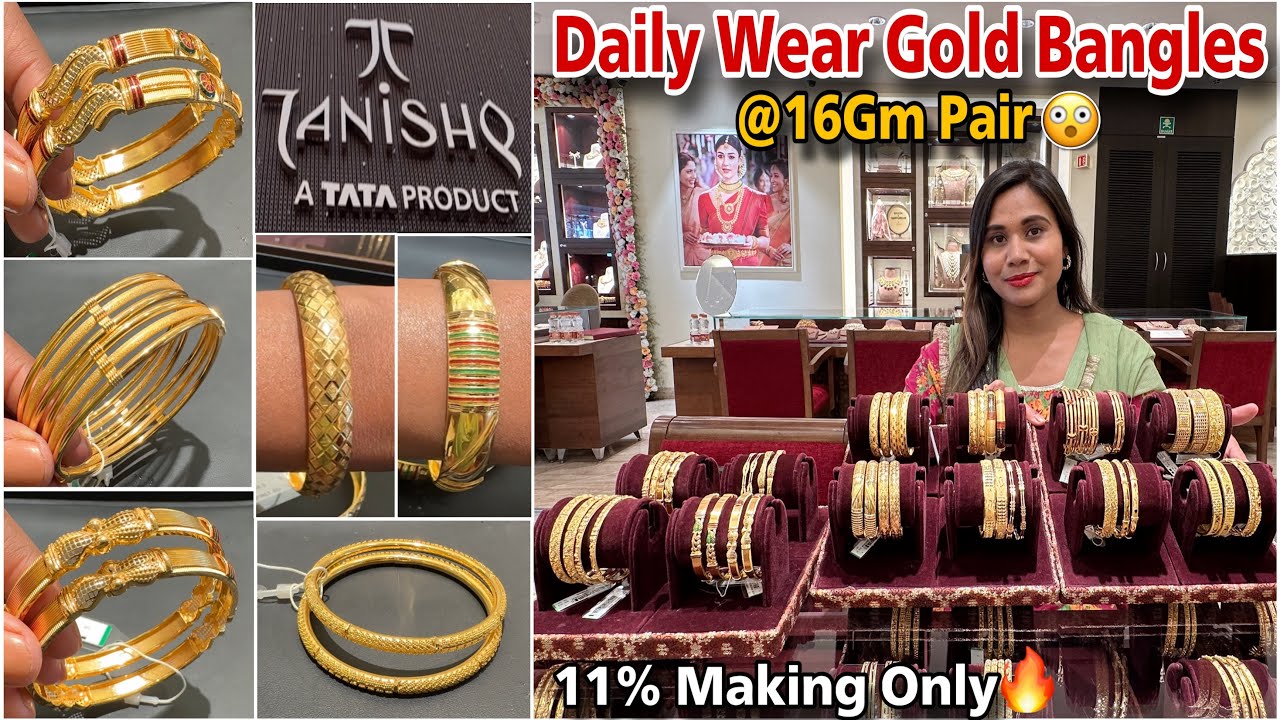 Tanishq Gold Bangles Designs & Price 8Gm Starts😳Light Weight Daily Wear Gold Bangles 2024 Designs|