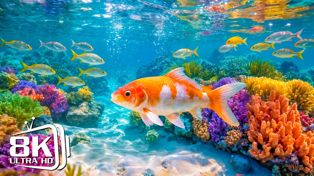 Underwater Serenity 8K | Tranquil Piano Harmonies & Serene Underwater Soundscape