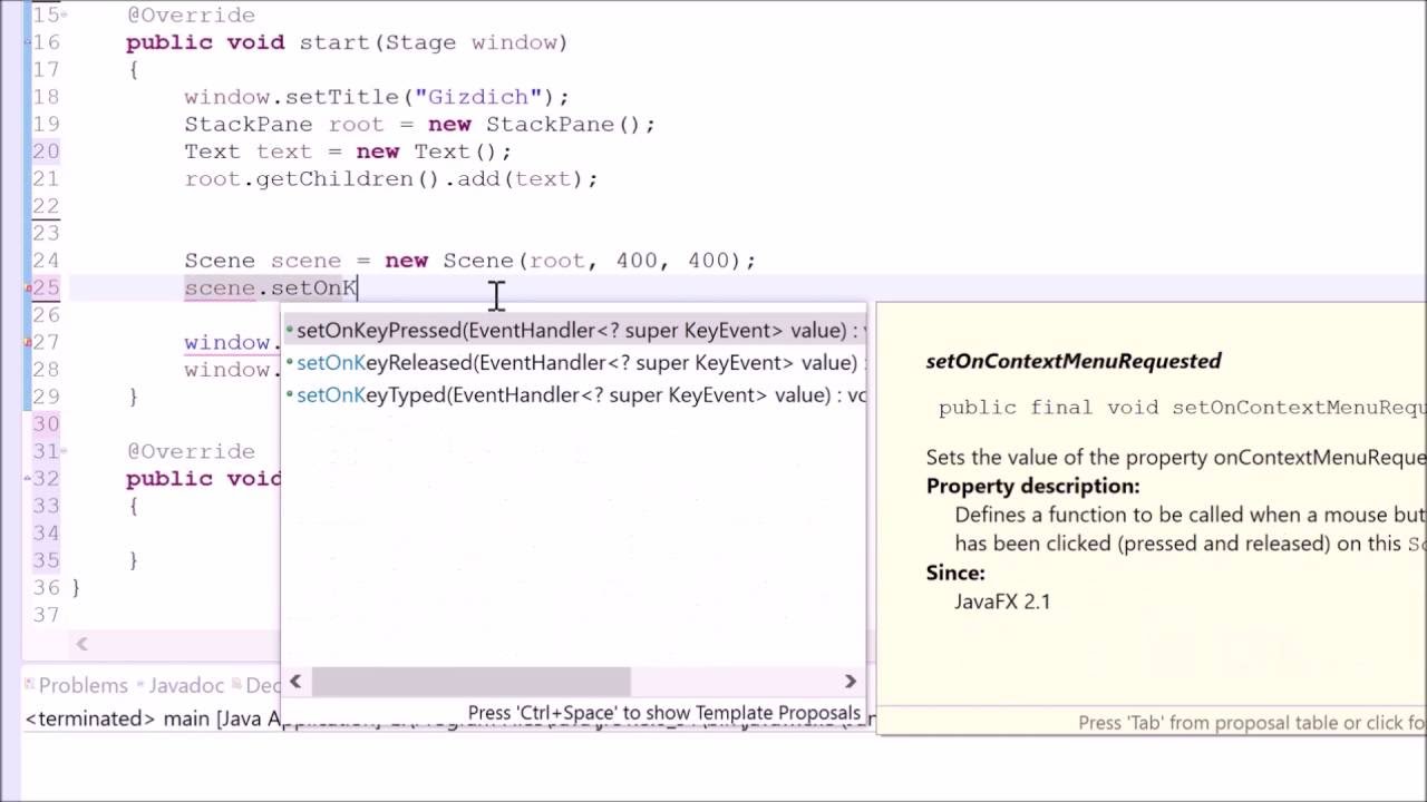 Java Tutorial 54 (JavaFX / GUI) - Handling Keyboard Inputs
