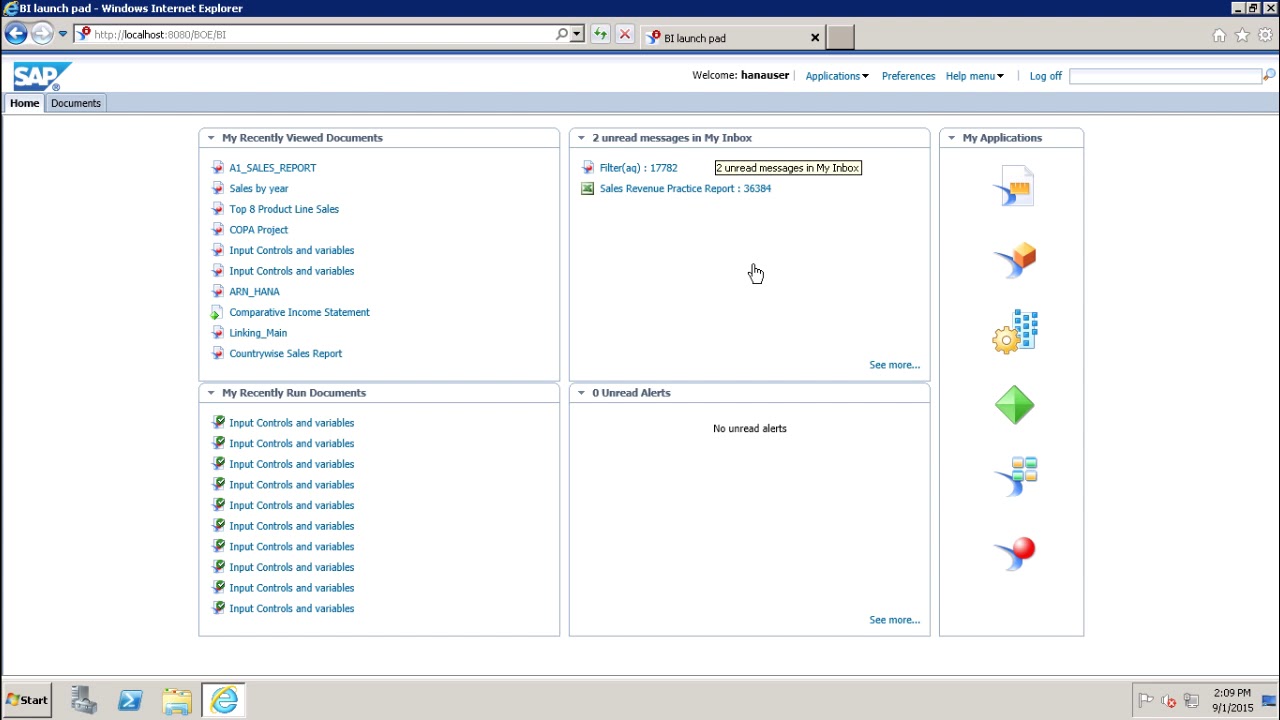 SAP Webi - BI Launchpad
