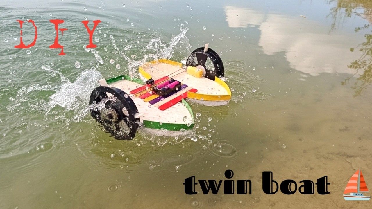 DIY Twin Boat with Paddle Wheels | Amazing Water Boat Project