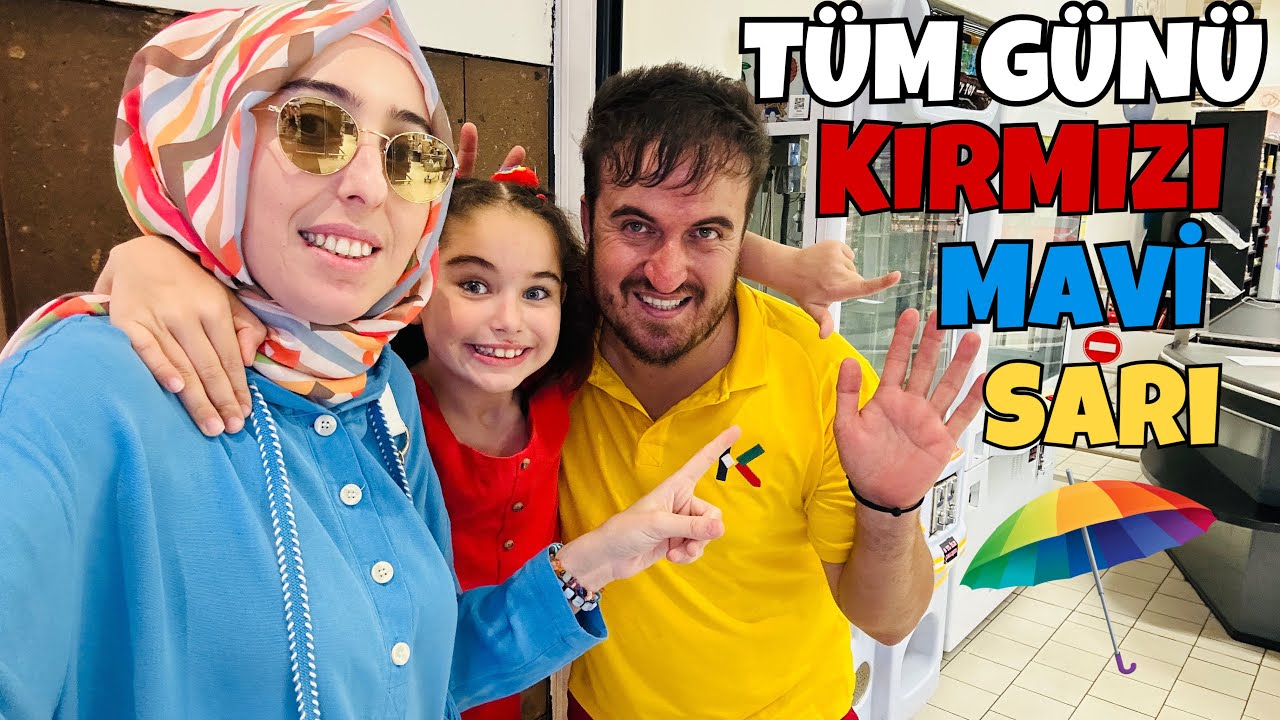 TÜM GÜNÜ TÜM AİLE 3 RENK CHALLENGE !! MAVİ KIRMIZI SARI RENK !!