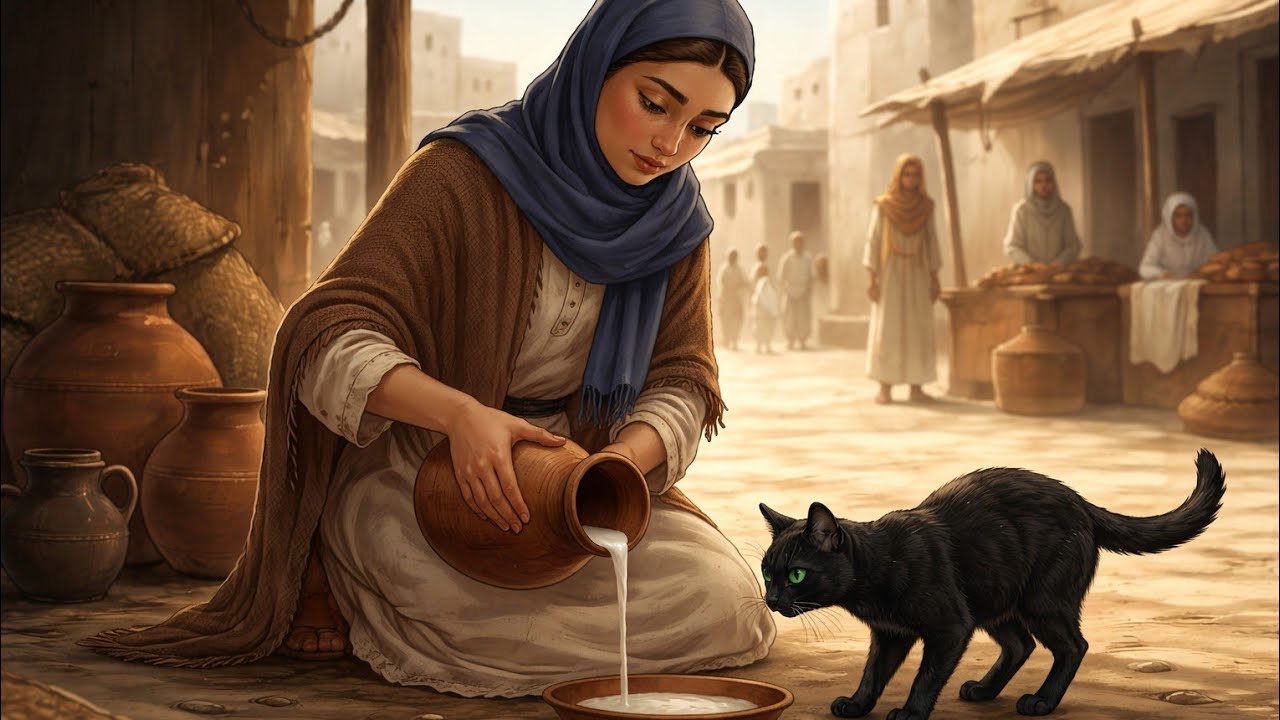 #قصة بائعة الحليب والقطة التي كانت تشرب دائماً من إنائها وتضع مكانه قطعة نقدية ذهبية!!