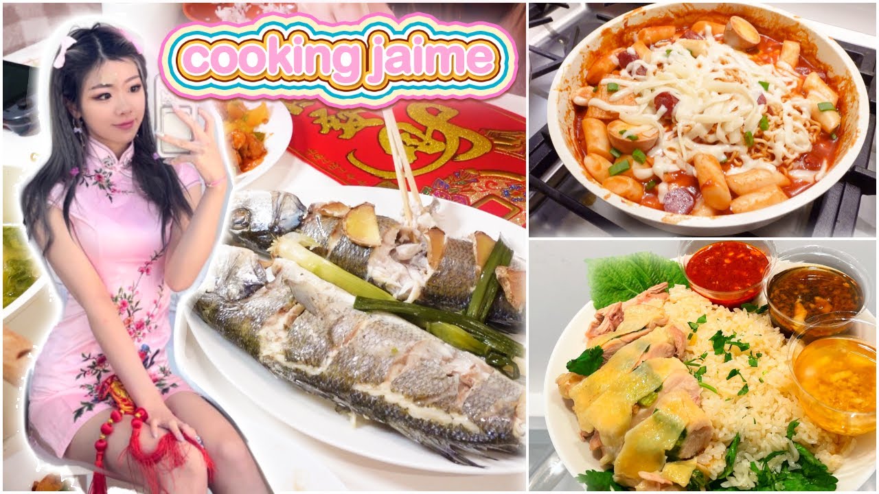 cooking jaime 🍳  | CNY dinner, udon, tteobokki, hainan chicken 🍜 (ft. xchocobars 🥰)