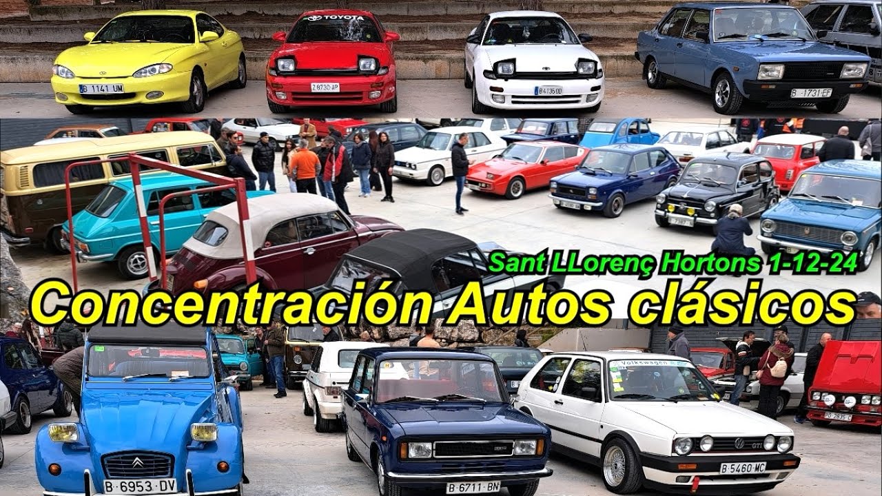 ✅Concentración coches clásicos Sant LLorenç Hortons. Autos míticos antiguos. Cars and coffee.
