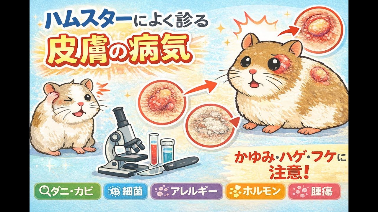 ハムスターによく診る皮膚の病気｜かゆみ・脱毛・フケの原因と対処法