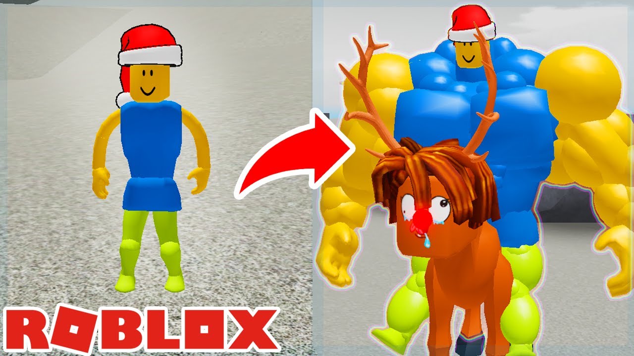 Я стал накачанным Сантой в Roblox Mega Noob Simulator