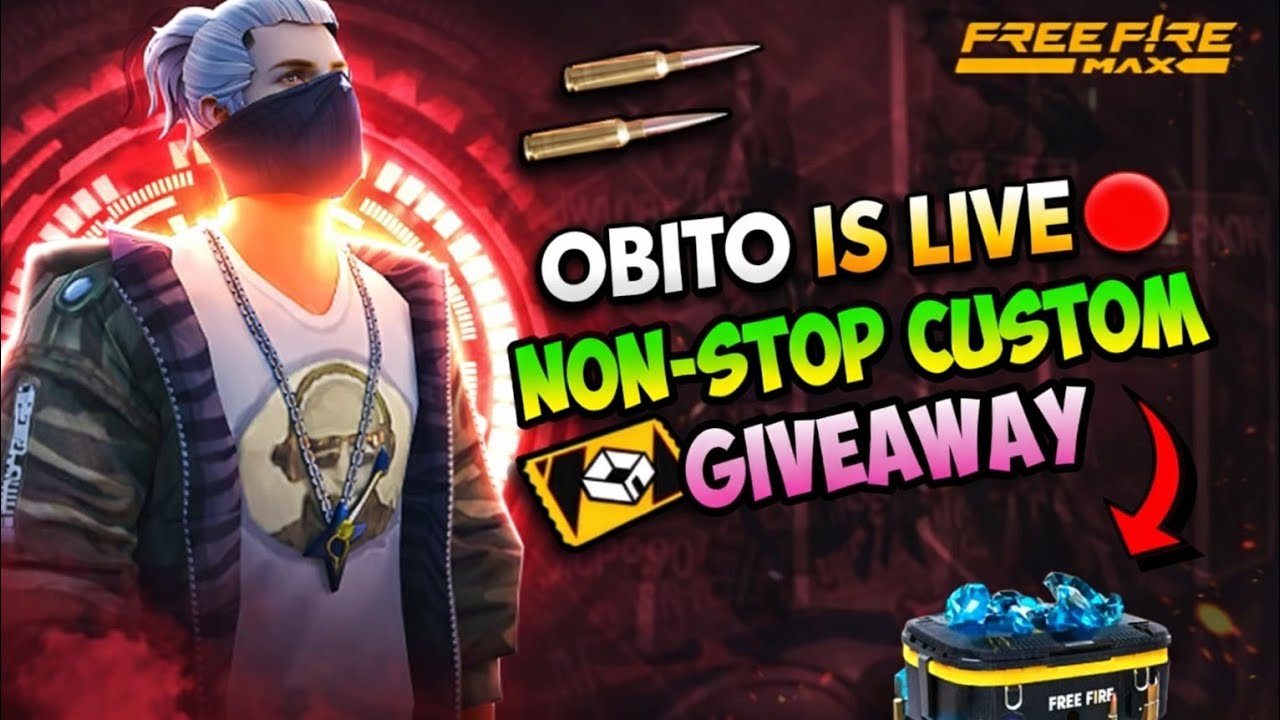 Obito is live 🔴  non stop custom giveaway 😱 ll free fire live stream video