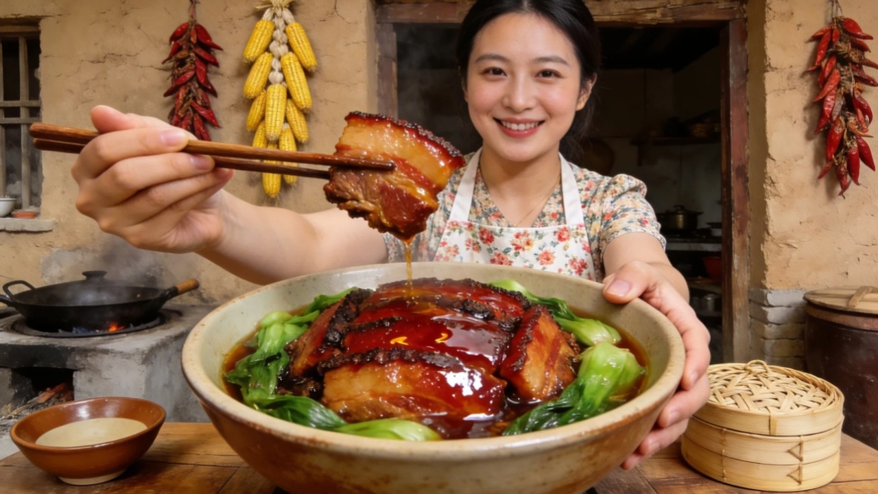 河南媳妇的芥菜扣肉，肥而不腻一口封神！香迷糊了！#美食 #农村美食#日常