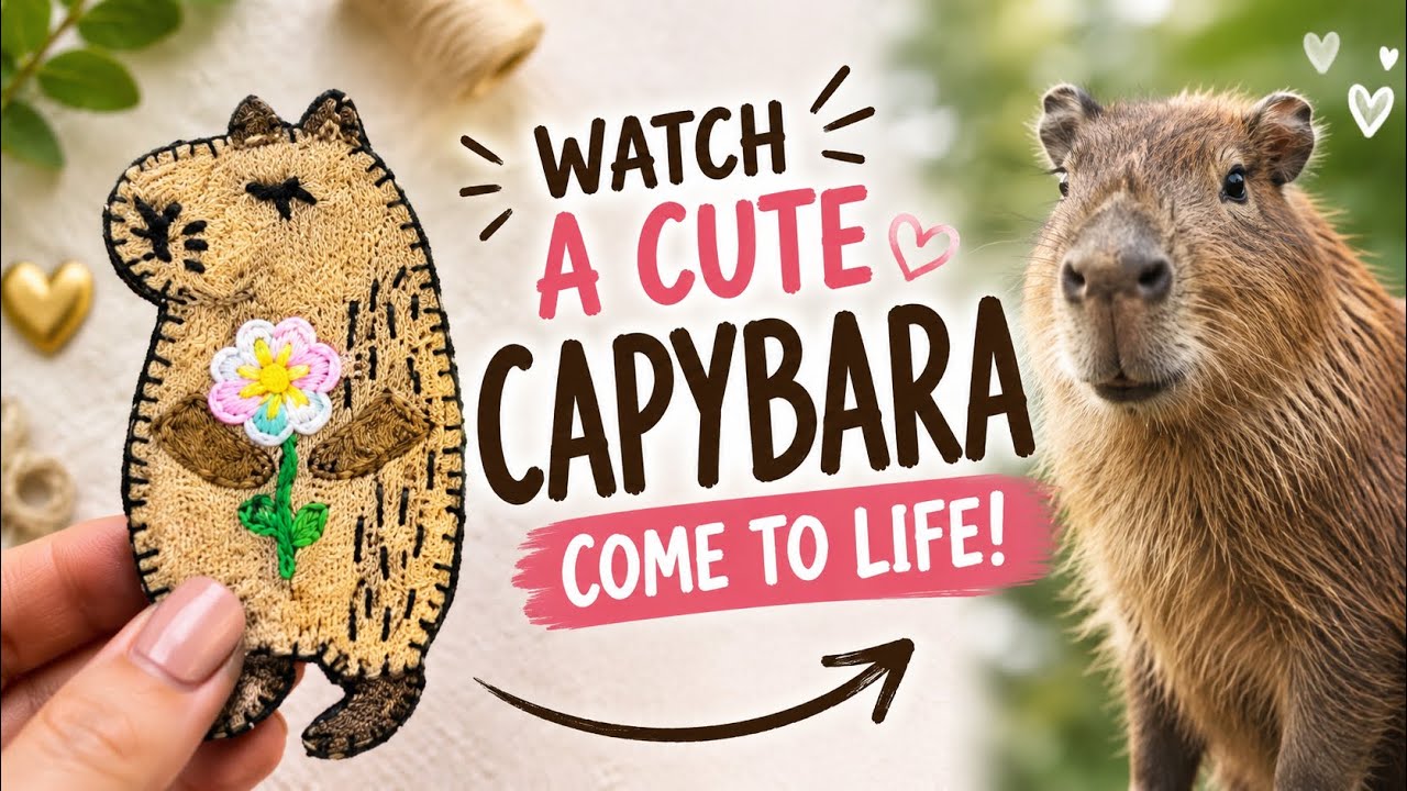 Hand Embroidered Capybara Brooch | From Sketch to Finish |Diy | Tutorial 