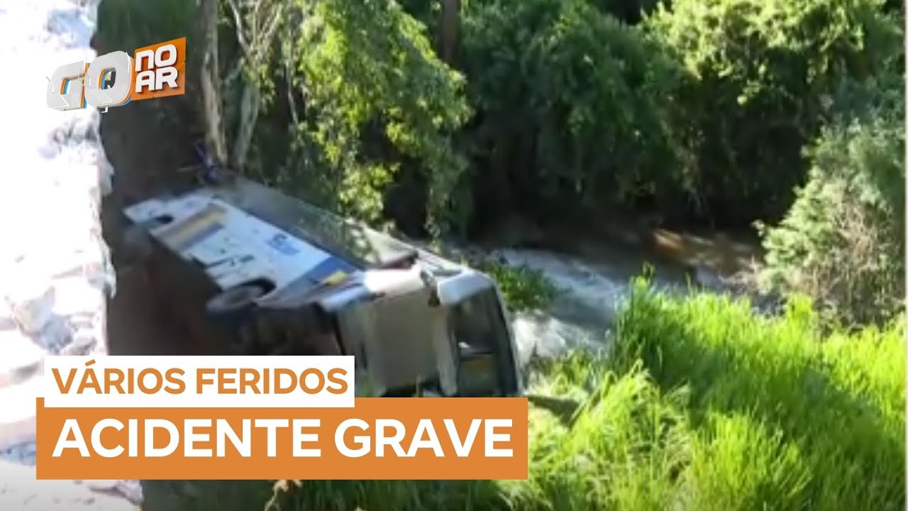 Ônibus cai de ribanceira ao desviar de carretas e gado solto na BR-060