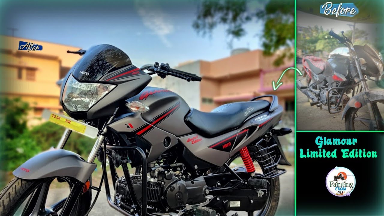 Hero Glamour Gunmetal Grey & Red Limited Edition Modified | PaintingFromCm.