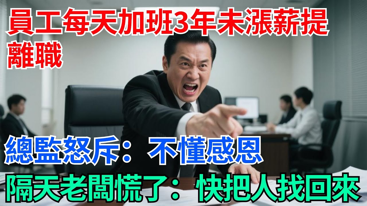 員工每天加班3年未漲薪提離職，總監怒斥：不懂感恩，隔天老闆慌了：快把人找回來！【奇趣天下】#奇聞#社會#完結爽文#職場#職場文化#生活見聞#好奇零零漆#談笑娛生#叉雞