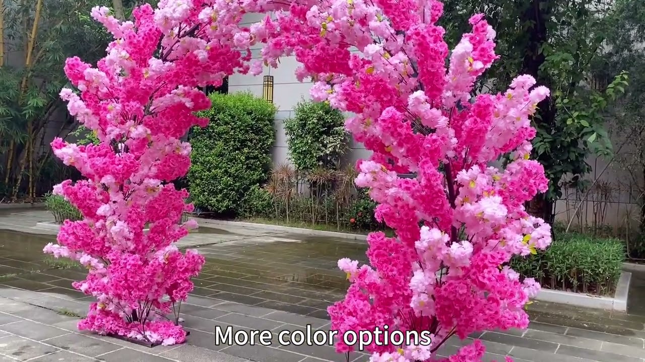 Arch cherry blossom tree flowers arch backdrop decoration wedding event decorations.