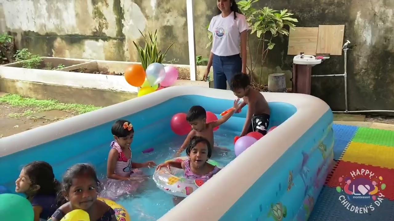 🏖 First Kids Pool Party in Ganemulla Town by Little Hearts AMI Montessori on Children&rsquo;s Day 🎈
