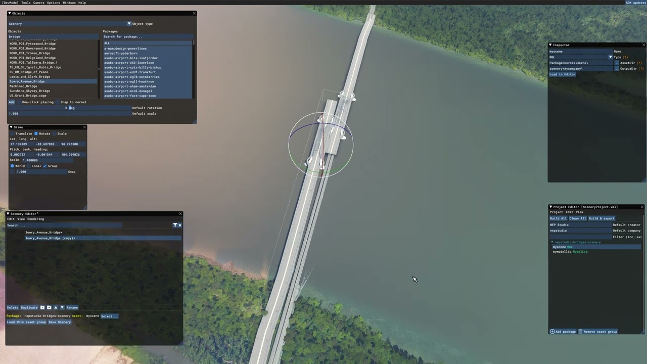6 MSFS 2020 Scenery Tutorial Replace Default Bridges with objects already in the scenery through SDK
