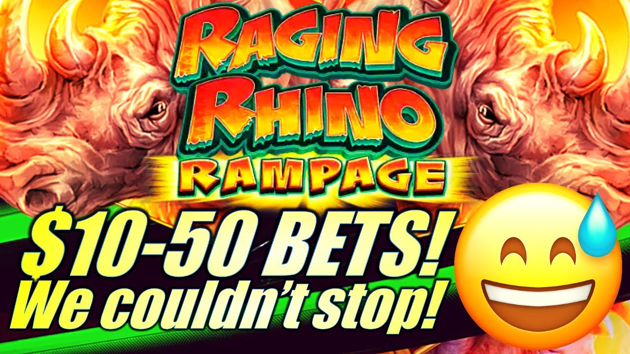 WE COULDN'T STOP! 😅 $10-$50 BETS ON RAGING RHINO RAMPAGE Slot Machine