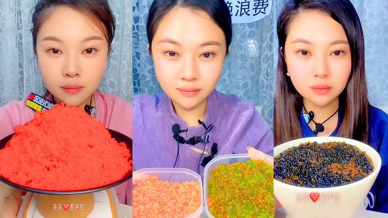 Chinese Colorful Fish Roe ASMR Eating | Soft Pop & Crunch Seafood Mukbang #56