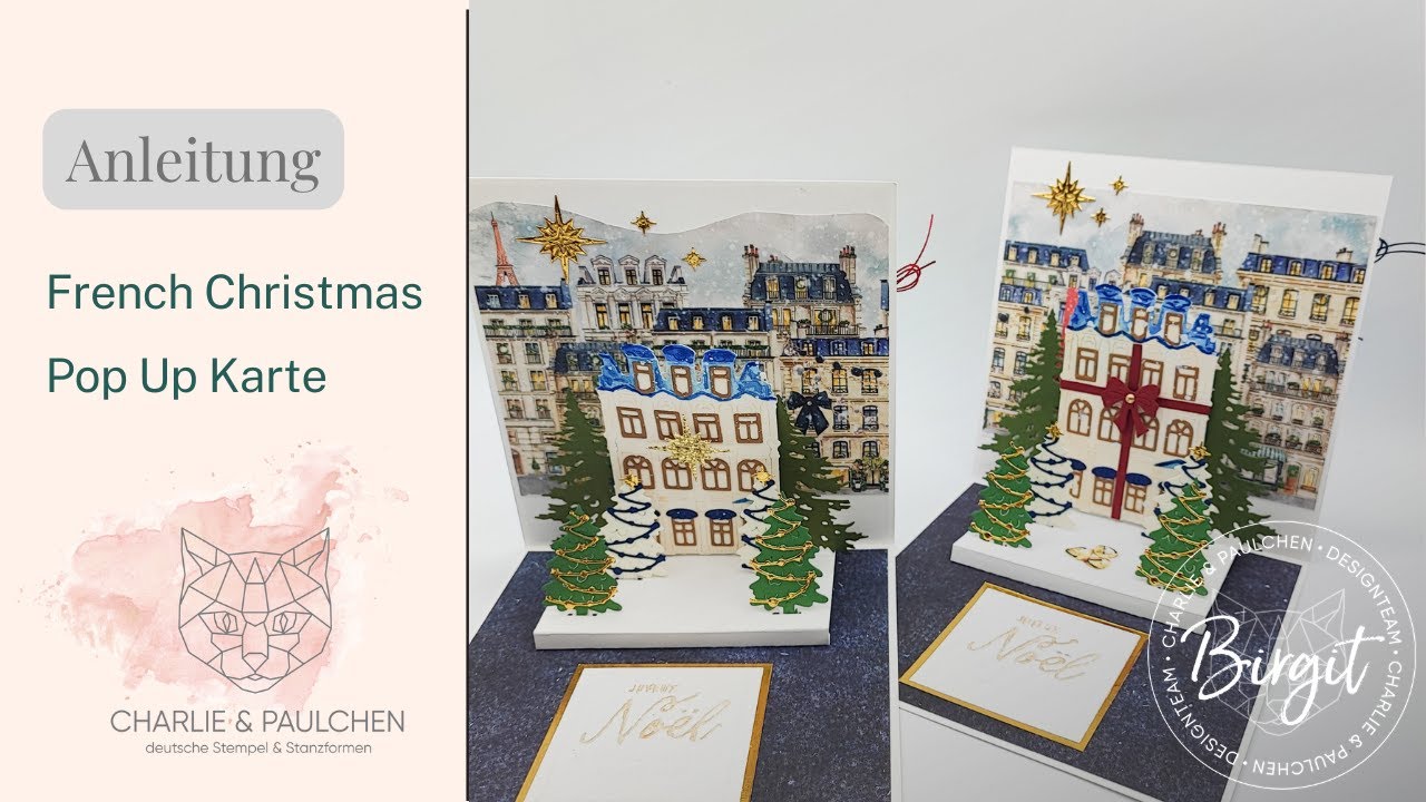 Anleitung French Christmas Pop Up Karte mit den Produkten von Charlie & Paulchen