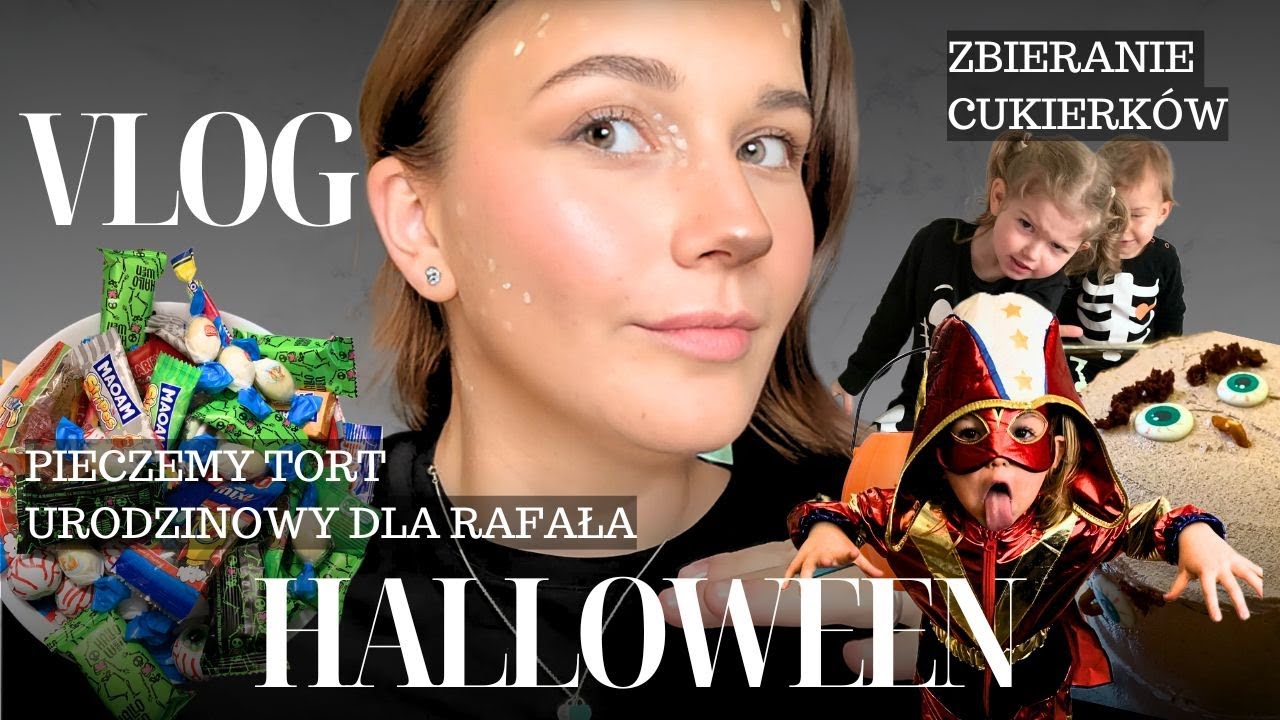 VLOG: HALLOWEEN z dziećmi w DOMU | Pieczemy tort URODZINOWY | Makeup Z LUNĄ 🎃👻🍬🦇💀🧡