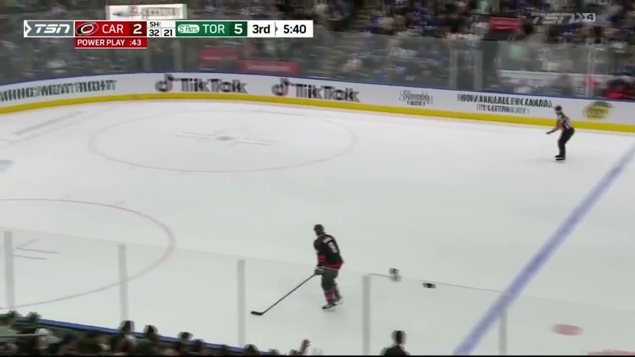 Luke Schenn demolishes Sebastian Aho and the fans chant &ldquo;LUUUUUUKE&rdquo;