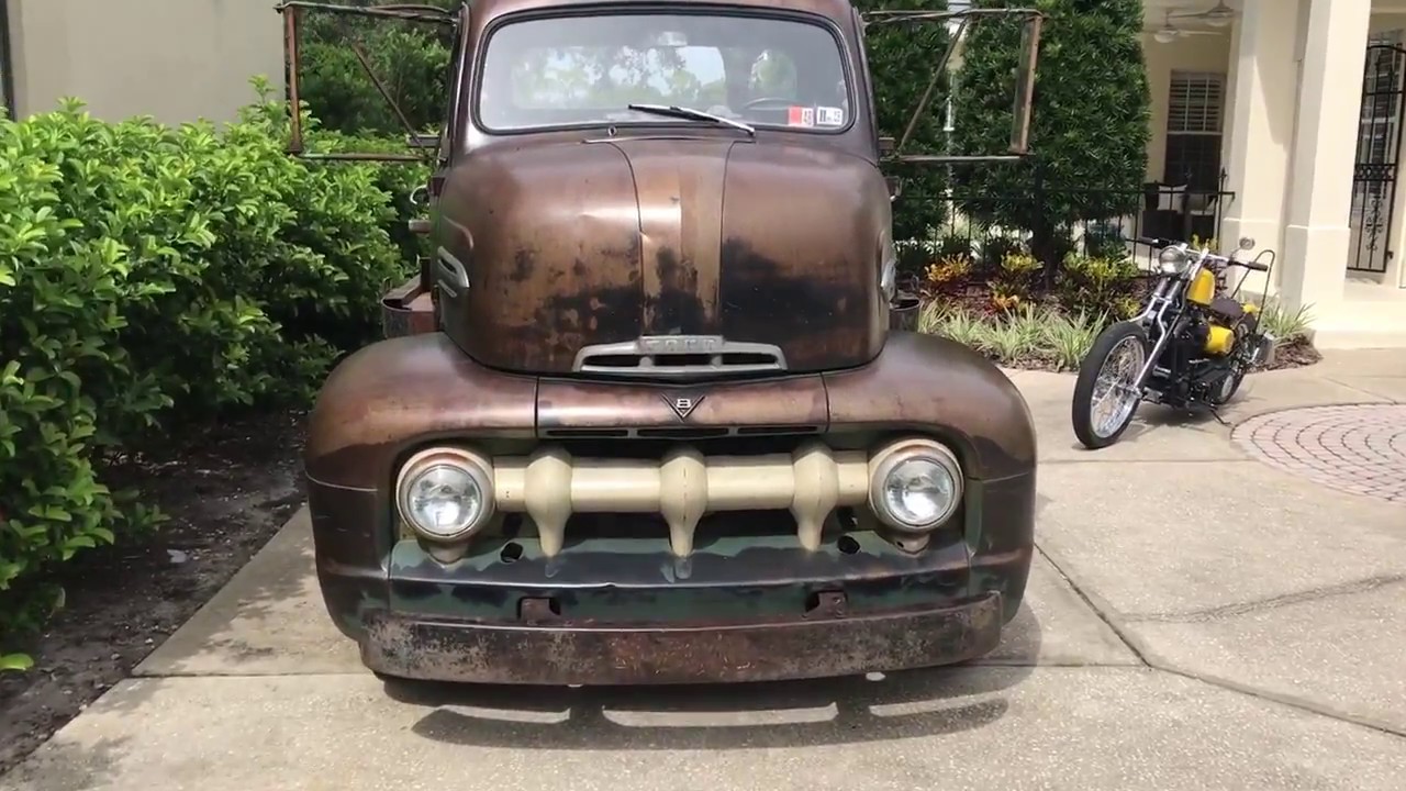 **MUST SEE MOST BADASS** 1951 Ford Cabover COE tilting flat bed hauler truck, 54 GMC 5 window patin