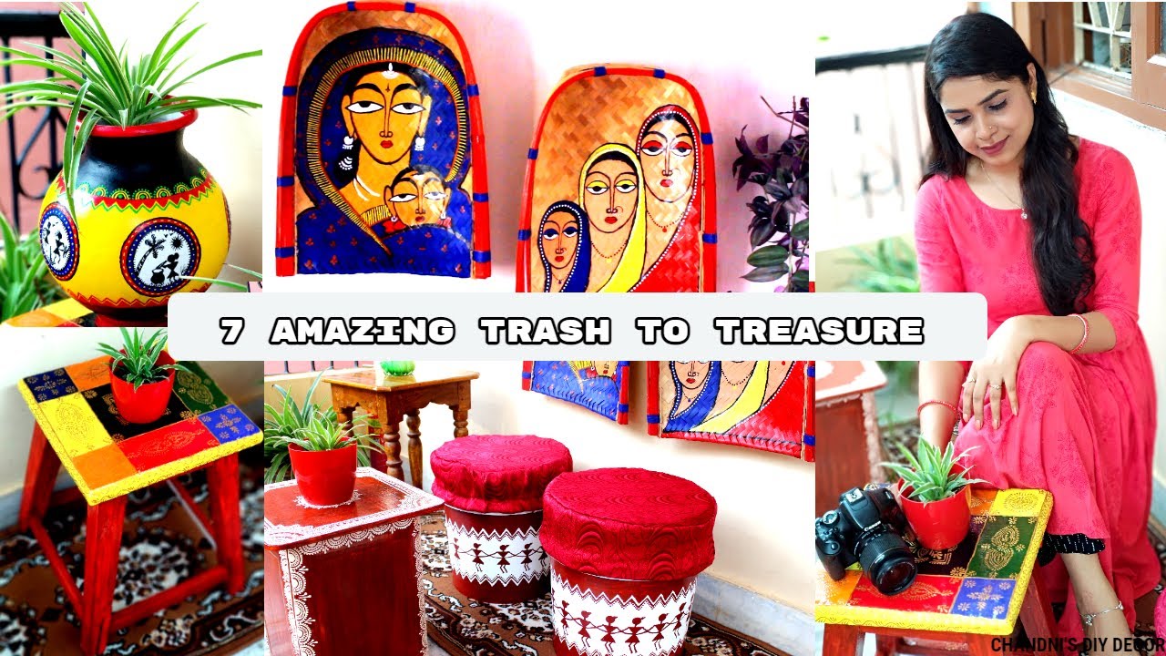7 Amazing DIY Using Waste || Trash To Treasure || DIY Seat || घर में पड़ी बेकार चीजों का सही उपयोग ।