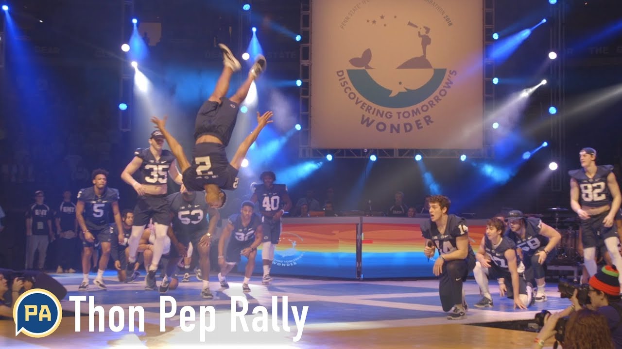 Penn State football freshmen dance in Thon pep rally