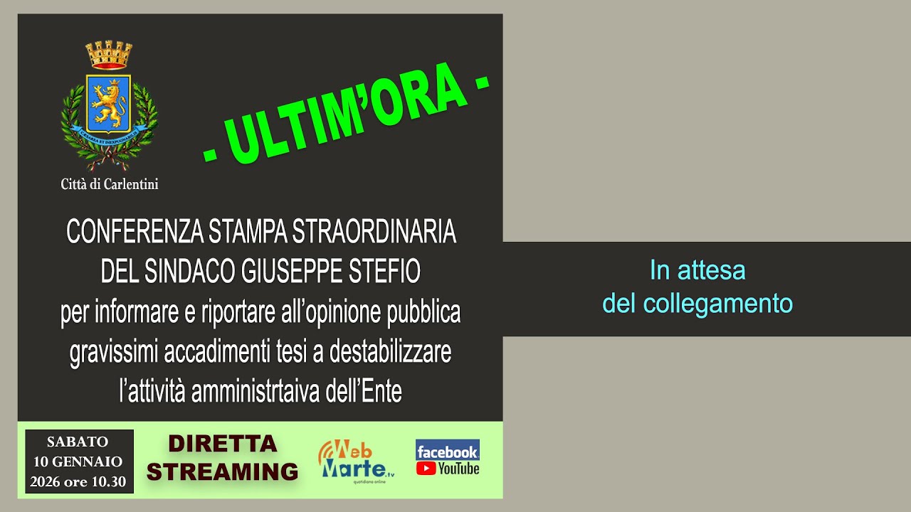 Ultim’ora – Carlentini | Conferenza stampa straordinaria del sindaco Giuseppe Stefio