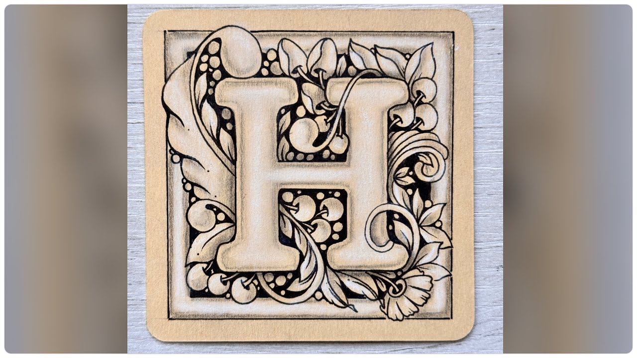 Zentangle Inspired Letter H Step by Step Drawing Tutorial 