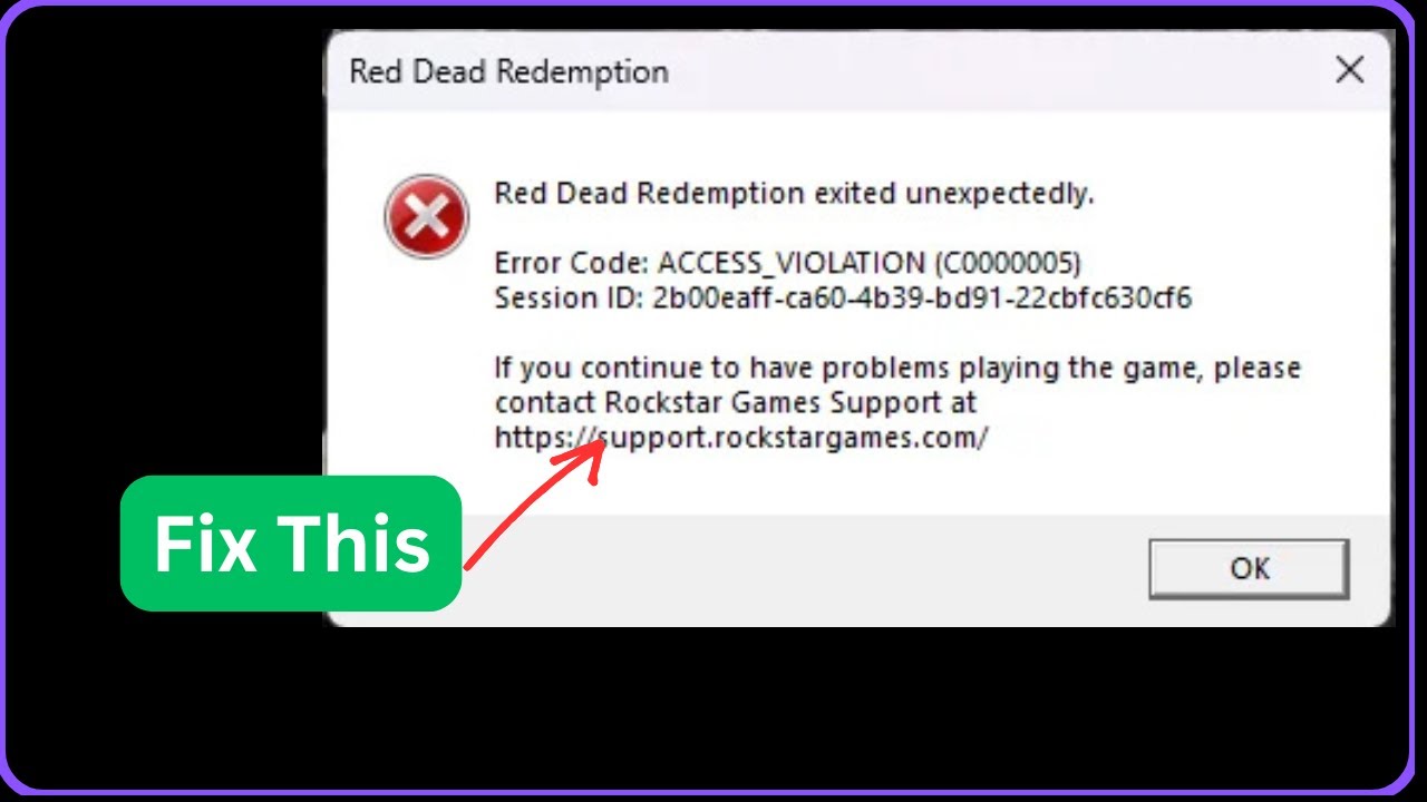Red Dead Redemption Exited unexpectedly Error Code: Access Violation (C0000005) - Easy fix
