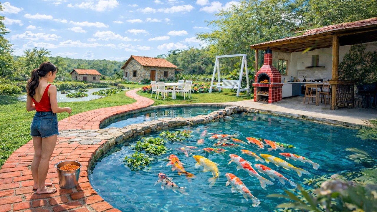 A Girl Alone Completes a 350 Square Meter Solid Fish Pond - Waiting for Water to Stock Fish